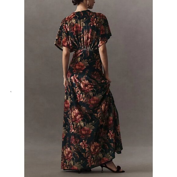 BHLDN Amelia Deep-V Stretch Velvet Maxi Dress - S - NWT - Picture 4 of 9